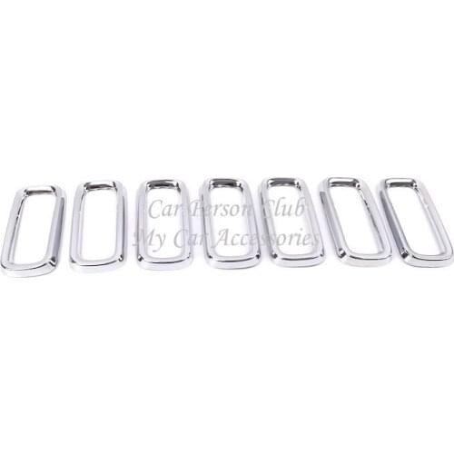 Exterior Front Grilles Central Net Grid Box Cover Frame Molding Trims For Jeep Renegade 2015-2018 Chrome Car Styling Accessories