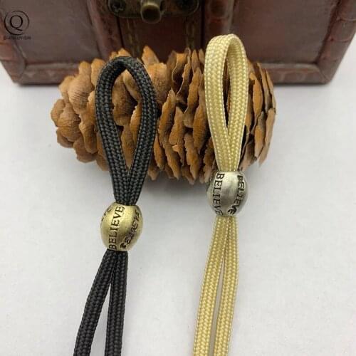 Handmade DIY Metal English Alphabet Brass Paracord Beads BELIEVE Accessories Keychains Pendants EDC Woven Rope Lanyard Hangings