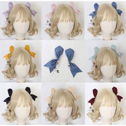 Japanese Korean Womens Kawaii Bowknot Double Ponytail Pair Clip Headwear Lolita Girls Hairpin Cosplay Hair Accessories A333