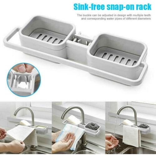 Kitchen Sink Faucet Sponge Soap Cloth Drain Rack Holder Shelf Storage Organizer