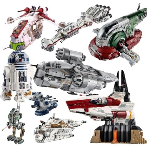 Fit 100% 268PCS 3 DOLLS 20th Edition Star Space Ship Wars Aircraft AT-RT FIT 75261 Building Blocks Bricks Kid Gift Toys