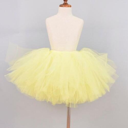 Light Yellow Fluffy Tutu Skirt Baby Birthday Party Costume Girls Ballet Tulle Skirt School Skirt For Girls 0-12Y Cake Smash