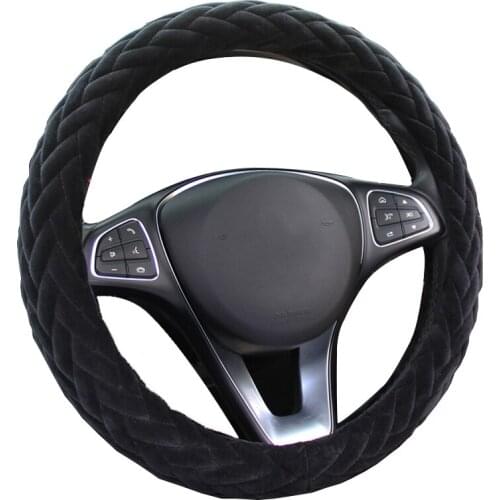Winter Warm Plush Car Steering Wheel Braid Cover Wrap Suitable For 37-38CM/14.5"-15" M Size Universal Soft Hand Bar Protector