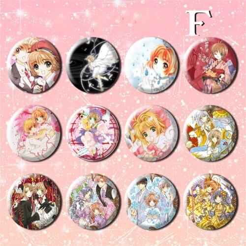 ZXFJXR 12pcs/set 58MM Anime SAKURA Card Captor Sakura Sakura Li Syaoran Kero Shawko Tomoyo ukito Yukisiro Cute Badge Pin Brooch