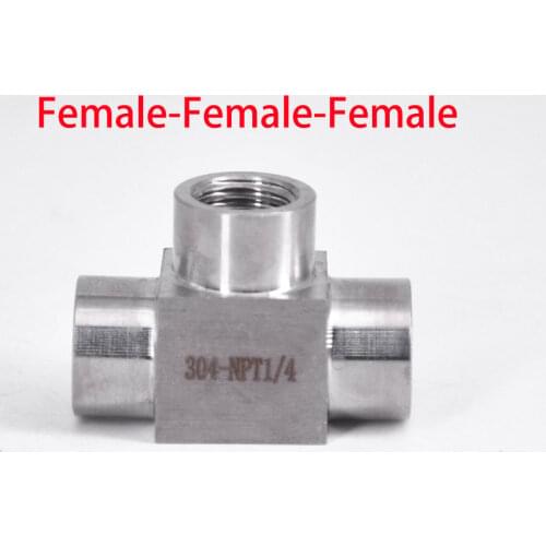 1/4" NPT BSPP Female Tee 3 Ways Coupler Splitter 304/316 Stainless Steel Pipe Fitting Connector High Pressure Water Gas Fuel