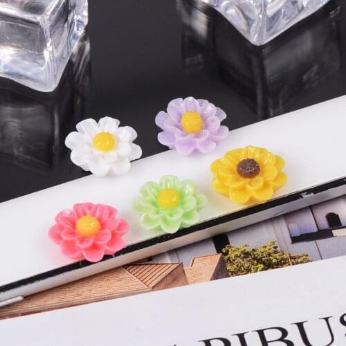 Hot 10pcs 18mm Resin Flower Flatback Stone Embellishment Diy Crafts Embellishments Scrapbooking Accessories Decoration Materials