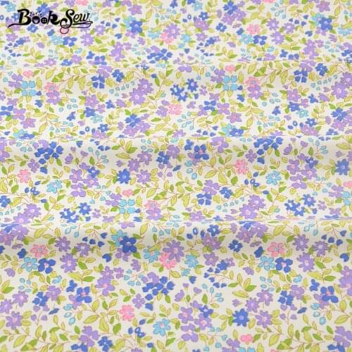 100% Cotton Twill Fabric Purple and Blue Flower Pattern Home Textile Quilting Fabric Tissue Swing Bedding Garment Dolls