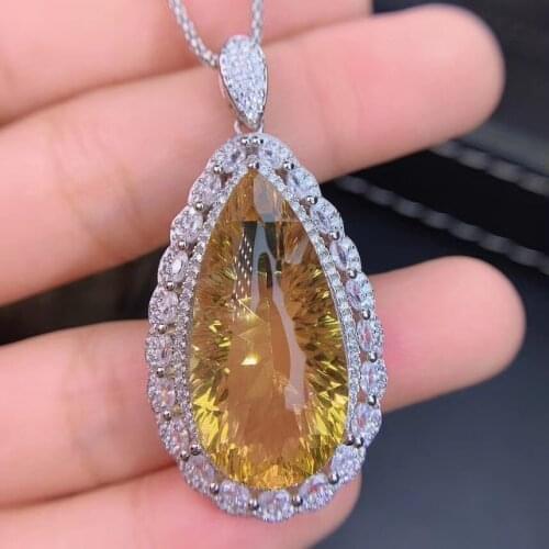 100% Natural and Real Citrine Pendant Natural And Real Citrine Necklace 925 sterling silver Fine jewelry Citrine Pendant