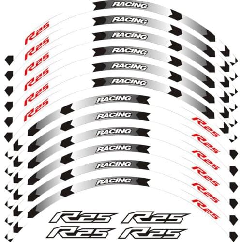 12 Pcs NEW High Quality Motorcycle wheel sticker stripe reflective rim For Yamaha YZFR25 R25