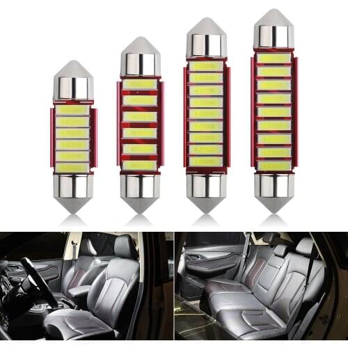 2PCS Festoon LED Lights C5W C10W 7020 6SMD Car License Plate Lamp 31mm 36mm 39mm 41mm Interior Lamp Auto Indicator Dome White