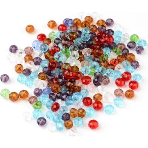 200Pcs 4mm 6mm 8mm 10mm Electroplate Faceted Rondelle AB Color Plated Transparent Glass Beads Mixed Color