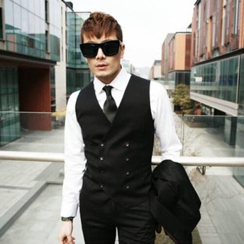 2015 Hot Sale men fashion vest men slim double breastes vest men personality waistcoat