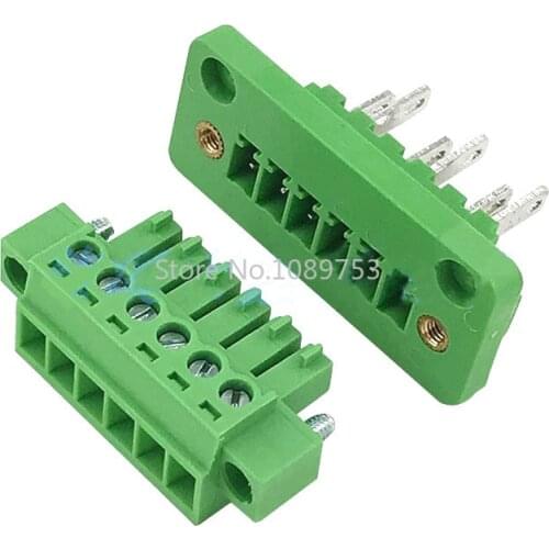 5Sets 3.81MM pitch Through wall plug in terminal blocks 15EDG 3.81 2/3/4/5/6/7/8pin Plug + Pin Header Socket set