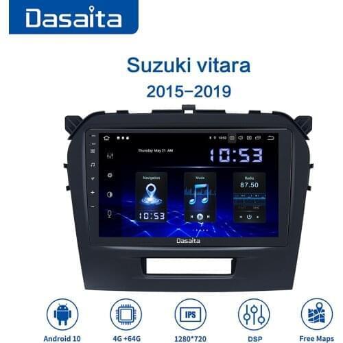 Dasaita 9" Car Android 10 Radio 1 Din Multimedia Player GPS for Suzuki Vitara 2015-2019 4+64GB Audio Stereo BT 5.0 with Carplay