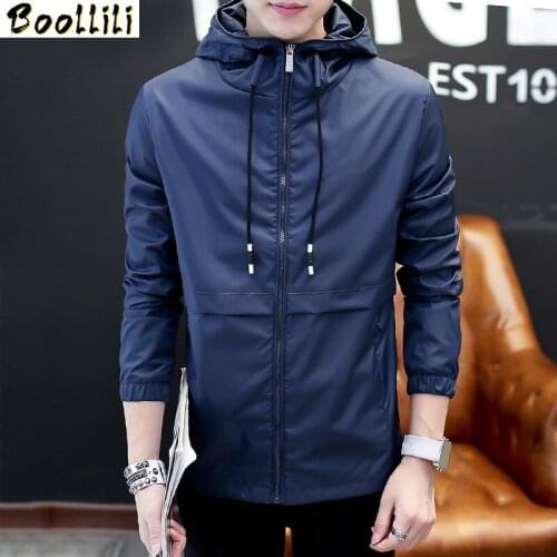 Boollili Newest Black Bomber Jackets Men Coat Casual Spring Jackets For Men Windbreaker Hooded Mens Jacket Blouson Homme