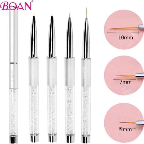 BQAN Nail Brush Rhinestone 7/9/11mm Ultra Thin Liner Brush Painting Flower Design Stripes Lines DIY Drawing Pen Manicure Tools