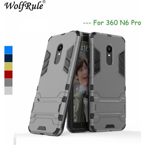 WolfRule Case For 360 N6 Cover Soft Silicone + Plastic Kickstand Back Case For 360 N6 Phone Shell N6 Capa 5.93"