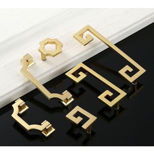 1 piece Zinc Cabinet Handles Drawer Knobs Gold Kitchen Dresser Handle Chinese Furniture Hardware