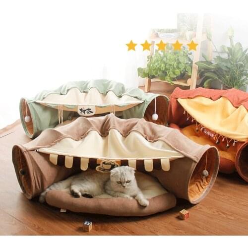 Kitten Cat Cave Mat Nest Toy Foldable Tunnel Channel Roll Puppy House For Small Dog Bed Cat Bed Accessories Kennels Pet Supplies