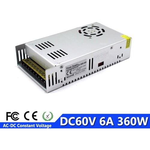 DC Power Supply 60V 6A 360w Led Driver Transformer 110V 220V AC to DC60V Power Adapter For CNC Machine DIY LED CCTV