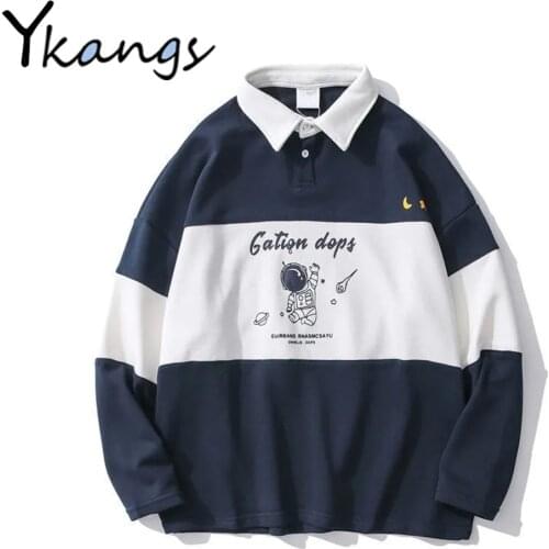 Korean Loose Casual Women Tops Sweet All-Match Long Sleeve Polo Collar Kawaii Printing Sweatshirt Spring Autumn Student Clothing