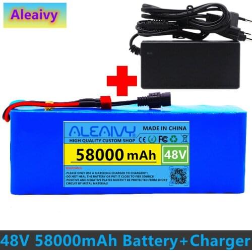 48v lithium ion battery 48v 58Ah 1000w 13S3P Lithium ion Battery Pack For 54.6v E-bike Electric bicycle Scooter with BMS+charger