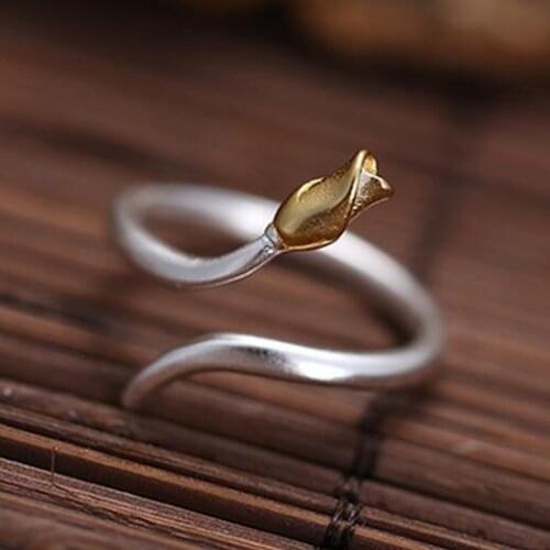 Trendy Simple Rose Flower Rings For Women Lover Engagement Wedding Open Geometric Finger Rings Punk Jewelry