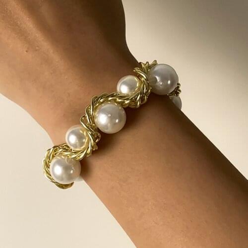 Fashion Gold Pearl Bracelets for Women Sweet Handmade Bracelet Party Jewelry Acessories