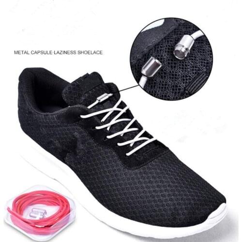 Fashion New Style Solid Elastic Shoelace Metal Clip No Tie Shoelace One Pair Free Shipping