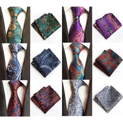 Men High Grade Paisley Necktie Wedding Tie Handkerchief Pocket Square Hanky Set BWTHZ0506
