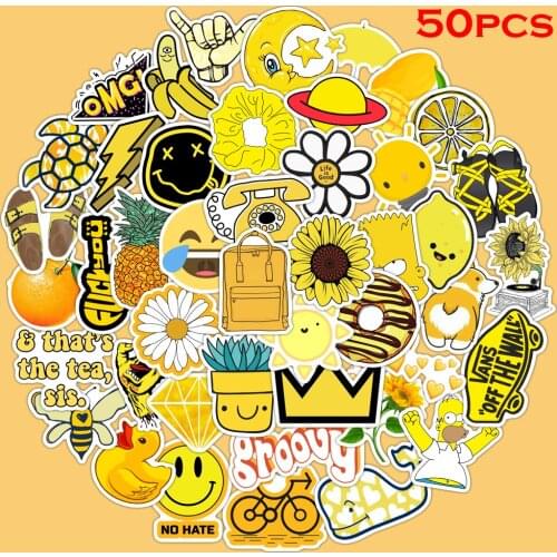 50PCS Yellow cartoon series Stickers DIY Phone Snowboard Laptop Luggage Fridge Guitar Graffiti Waterproof Classic Stickers