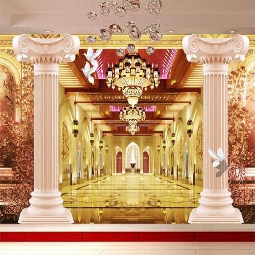 Mural papier peint wallpaper for walls 3 d Custom wallpaper Roman pillars angel floral reliefs background wall murals