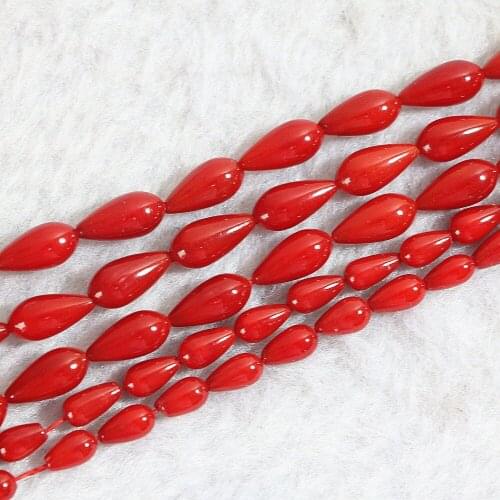Newly red natural coral 4*8mm 6*12mm beautiful waterdrop teardrop loose beads diy fashion Jewelry 15" B655