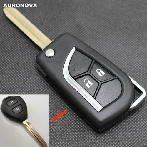 AURONOVA New Upgrade Flip Folding Key Shell for Toyota Corolla Rav4 Vios Yaris 2 Buttons Modified Remote Car Key Case