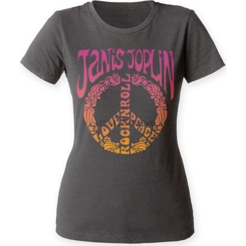 Authentic Janis Joplin Peace Symbol Logo Love Rock n Roll Ladies Jr T-shirt top
