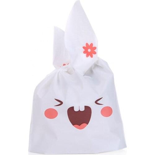 20pcs/lot Rabbit Ear Cookie Bags PlasticBiscuit Packaging Bag Box Moisture Wedding Candy Gift Bags party Supplies