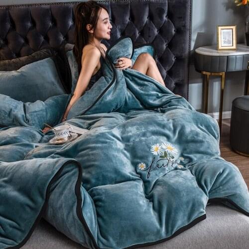 Quilt Cover Home Textile Chrysanthemum Velvet Duvet Cover Bed Sheet Kid Teen Girl Bed Linen Cotton Princess Full Queen Bed Sets