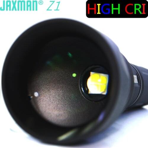 JAXMAN Z1 Turning Optical Zoom Flashlight Torch with AR Coating Glass Lense high CRI CREE XHP50 26650 flahligth
