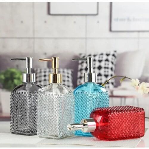 Multicolor Glass Bathroom Accessories Dispenser Wave Point Bottle 500ml Shampoo Sanitizer Liquid Dispenser Bathroom Decoration