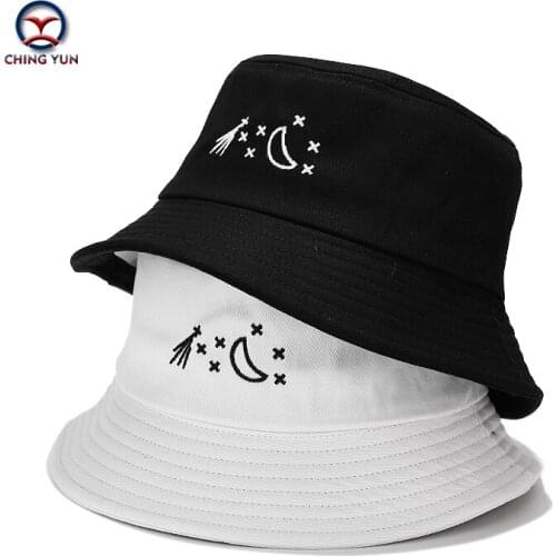 2021 New Hat spring and summer Star Moon embroidery beach fisherman hat boys and girls students simple casual hat sunshade hat
