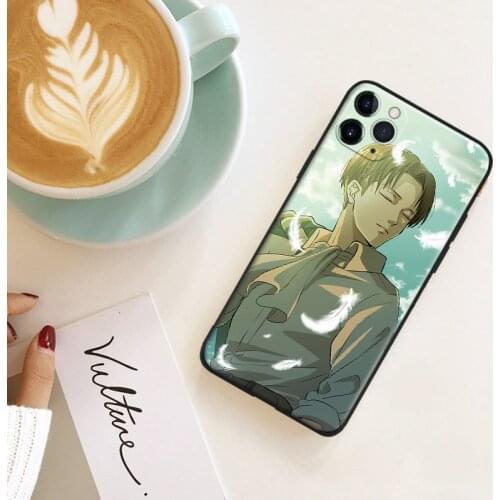Attack on titan anime art Levi silicone for iPhone Se 6 6s 7 8 Plus X XR XS 11 12 Mini Pro Max glass TPU phone case cover shell