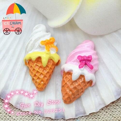 Resin ice cream cone flat back cabochon 13*24mm 50pcs