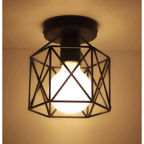 Modern Nordic Black Wrought Iron E27 Led Ceiling Lamps For Kitchen Living Room Bedroom Study Balcony Porch Restaurant Cafe Hotel