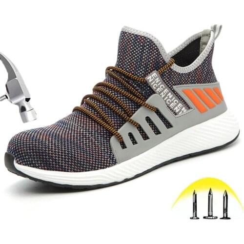 Steel Toe Safety Shoes Mens Lightweight Breathable Puncture Proof Soft Sneaker Non-slip Industrial & Construction Work Shoes