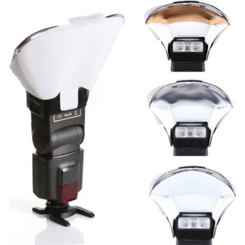 Speedlight Flash Lightning Bounce Reflective Card Diffuser w/ 3 Color Soft Box Flash Speedlite Reflector