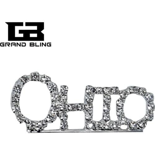 USA States Theme Gift Bling Rhinestone "OHIO" State Word Brooch Pin