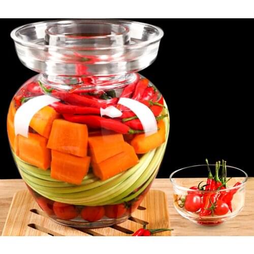 Thicken Glass Pickle Jars Large Caliber Kimchi Jar Transparent Pickling Pickles Container Vegetables Storage Sealed Kimchi Pot
