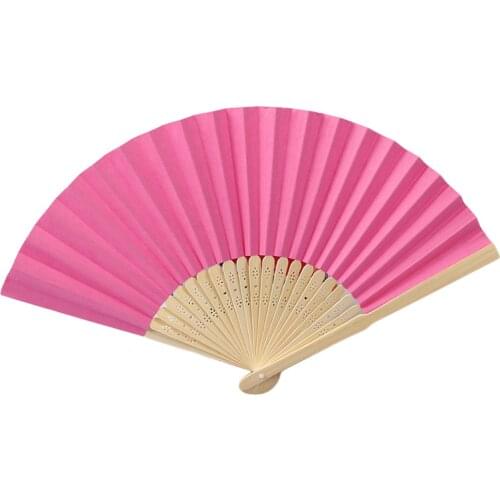 Vintage Bamboo Hand Folding Flower Fan Chinese Dance Party Colorful Wedding Lace Silk Folding Hand Held Solid Color Fan 19JUL29