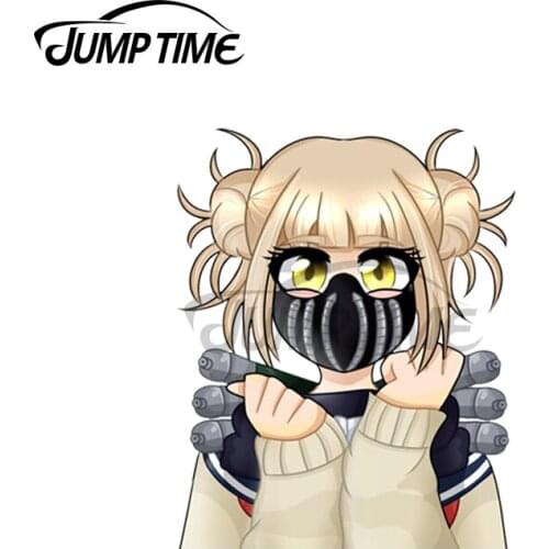 Jump Time 13 x 7cm For Himiko Toga Anime Peeker Car Stickers Car Accessories Decal Waterproof Sunscreen Repair Trunk Decoration