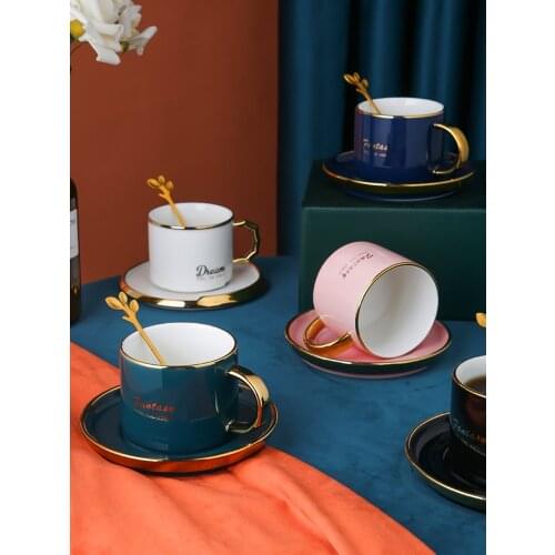 High color ceramic style gold coffee cup exquisite set small cup luxury afternoon tea cup high grade European cup dish